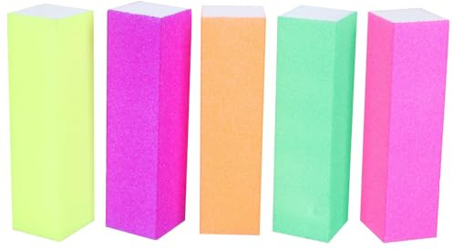 FIXOSHEE 10Pcs High-Elastic Fluorescent Nail Polishing Blocks Manicure File Set with Mini Buffers for Nail Salon and Home Use Random Color Random Color