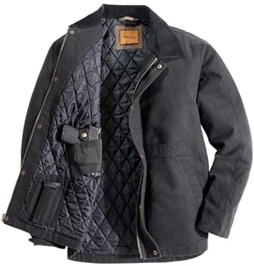 Venado CCW Jacket for Men - Heavy Duty Canvas - Specialty Interior Pockets (Black, Large)