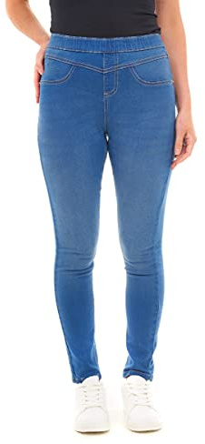 M17 Women Ladies Denim Jeans Jeggings Sculpt Pull On Skinny Fit Casual Cotton Trousers Pants with Pockets (12, Bright Blue)