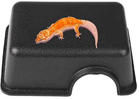 ehbn9 Reptile Hide Box Small Animal Hideaway Hides with Textured Surface Help Peeling for Snakes Lizards Leopard Gecko Black