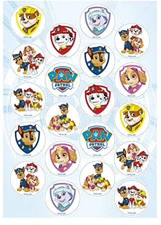 Dekora - Décoration Coméstible en Forme de Mini Disque pour Gâteaux d'Anniversaire pour Enfants de Pat Patrouille - 3,4 cm