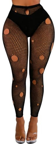 Buitifo Women Sexy Tights Fishnet Opening Leggings Stripe Pantihose Lingerie Pants (BlacKDD,One Size)