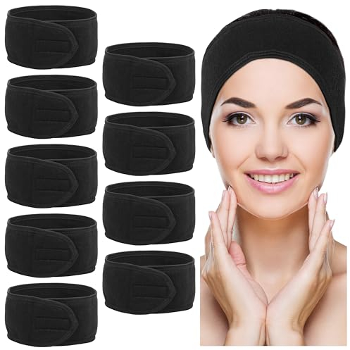 10 Pack Spa Black Headband Hair Wrap