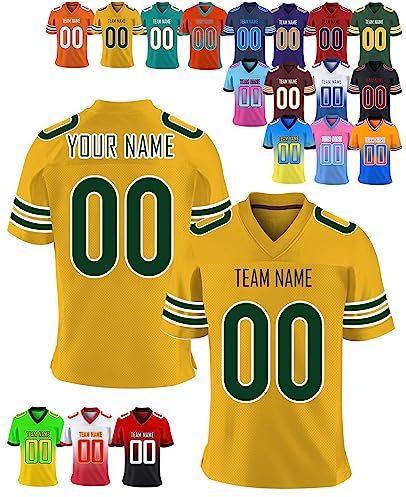 FwSYouMAI Personalizzata Maglietta da Football Americano Uniformi Nome della Squadra Personalizzato per Uomo e Donna e Bambino