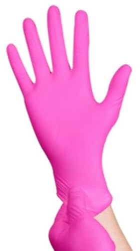 CarePrime Guantes de examen de nitrilo, textura de dedos, sin látex, sin polvo, AQL 1,5, paquete de 100 (rosa, L)