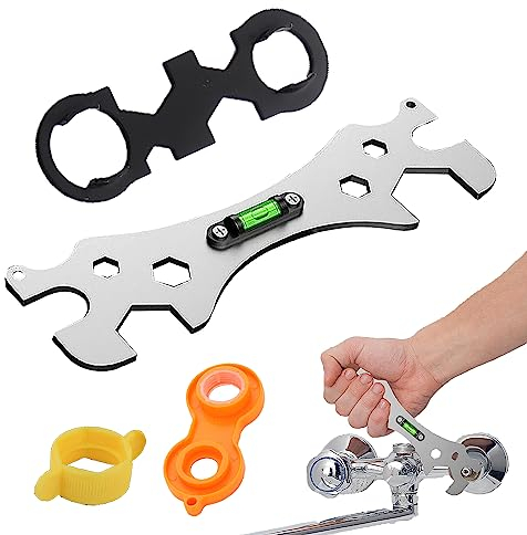 Wyrgqiqn Chiavi regolabili per doccia multifunzione con angolo curvo speciale autolivellante, chiave portatile per bagno 18, 23, 30 mm