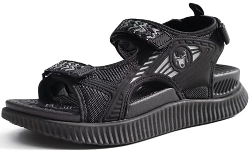 KuaiLu Sandales Randonnée Femmes Sport d'extérieur Marche Orthopedique Réglables Cuir été Ouverte Trekking Sandale Randonnee Léger Antidérapante Soutien Voûte Plantaire Sandales Noir 37