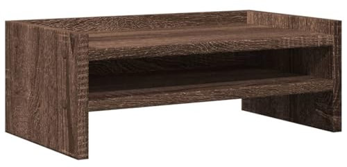 vidaXL Skärmställ brun ek 42x24x16 cm konstruerat trä, monitorställ, skärmställ med hylla, skrivbordshylla, monitor ställ, skärmställ med förvaring