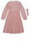 Allegra K Robe Plissée en Dentelle Florale Femme Décontractée Robe Mi-Longue à Manches Longues et Col Rond Robe Trapèze Ceinturée Rose Clair L