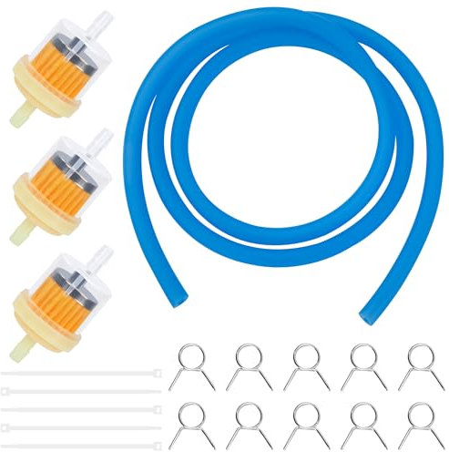 Tunejoy Kit Filtri Benzina di Moto con 1M Tubo Benzina 3 Pezzi Filtri Carburante 10 Pezzi Fascette Stringitubo per Moto, Scooter, ATV e Kart Dirt Bike Generatore Blu