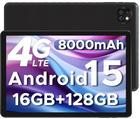 DOOGEE T10W Android 15 Tablet 10 Zoll 16GB RAM +128GB ROM (2TB TF) 2025 Neueste Tablet mit SIM Card Slot, 8000mAh Gaming Tablets Android 4G LTE/5G WiFi, Dual Kamera, BT5.0/ OTG/Face ID/USB Type C