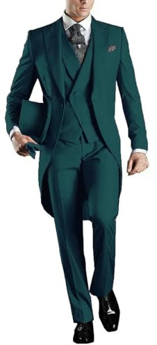 QXWD Trajes Hombre, Formales, Elegantes, de Corte Regular, de 3 Piezas, Blazer, Chaleco, Pantalones, Formales, con Solapa de Pico, un botón, para graduación, Esmoquin, FRAC