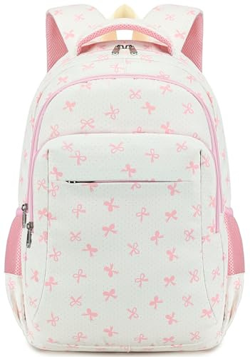 LEDAOU Schulrucksack Jungen Teenager Mädchen Schultaschen Kinder Rucksäcke Wasserdicht Leichtgewicht Schulranzen Groß für Schule Geschenke (Rosa Schmetterlingsknoten6)