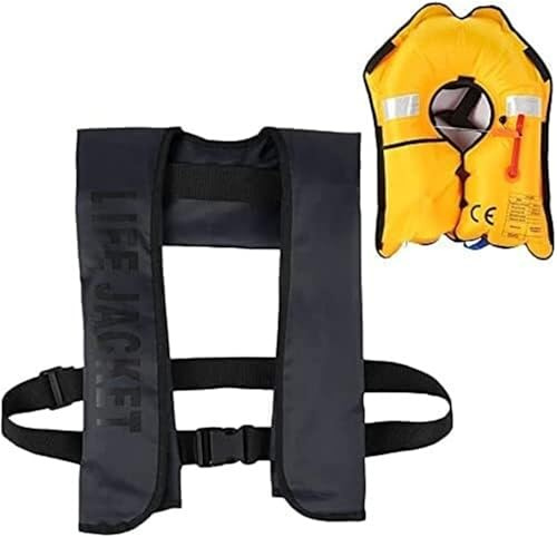 Automatic Inflatable Life Jacket for Adults, Lightweight Water Safety Vest for Boating, Kayaking, Fishing, Paddling, Fits up to 330 lbs(black)