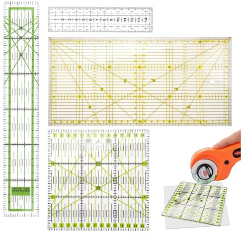 4 Pezzi Righelli da Cucito, Righello Patchwork, Righelli Per Patchwork, Grazioso Righello in Acrilico, Ampiamente Utilizzate in Trapunti, Misurazioni, Motivi di Cucito, Dipinti E Mestieri