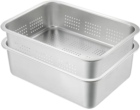 Dish Tub for Kitchen Sink 2Pcs with & Without Hole Stainless Steel Wash Basin Smooth & Sturdy Washing Up Bowl for Fruit, Vegetable & More