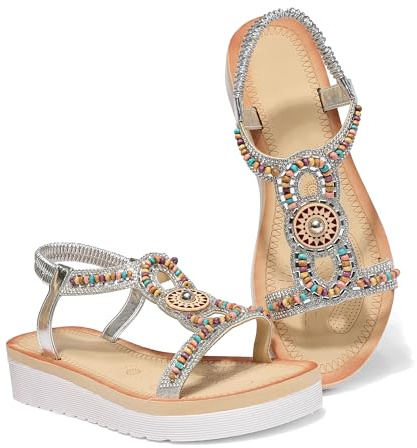 LUNATECH Summer Sandals For Women Flat Sandals Ladies Sandals Summer Shoes Dressy Casual Sandals Boho