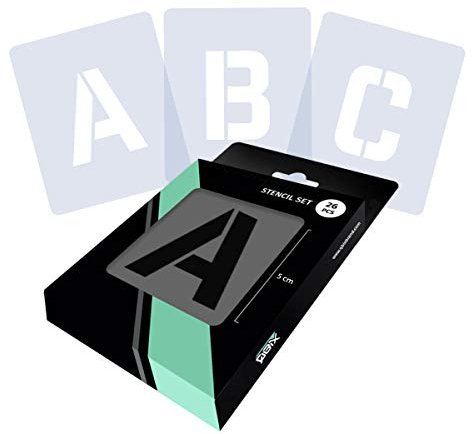 QBIX Buchstabe Schablonenset, Alphabet Schablone, Großbuchstaben Schablone Schriftart, Buchstaben Höhe 5cm - wiederverwendbare Malerei, Kunsthandwerk, Wand, Möbel Schablone