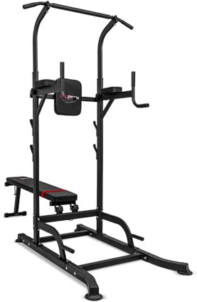 BOUDECH Stazione da Fitness Multifunzione Power Tower Chin-up Dip Station Barra Regolabile Panca per trazioni, Flessioni Addominali.