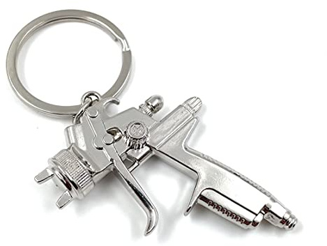 Onwomania - Lackierpistole Lackierer Lack Schlüsselanhänger - Metall Glücksbringer ideal als Geschenk z.B. für den besten Freund, die beste Freundin, Mama - Für Männer, Frauen & Kinder