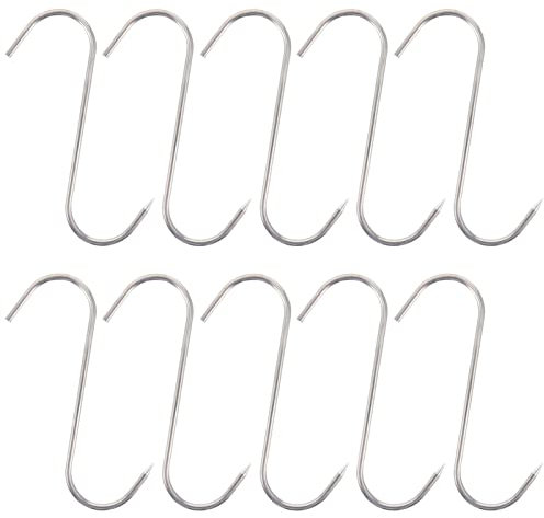 ENJY Gancho cárnicos Gancho En S Gancho De Carnicero De Acero Inoxidable para La Conservación De Todos Los Embutidos, 2 Juegos S Ganchos para Colgar Carne (Color : Silver, Size : 18cm)