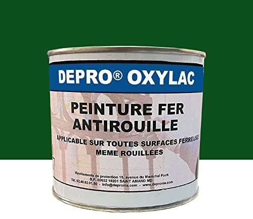 OXYLAC Peinture antirouille pour métal neuf et rouillé - 500GR (VERT JARDIN)