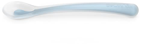Suavinex, Cucchiaio in Silicone per Bambini +4 Mesi, Cucchiaio per Imparare, Morbido, per Gengive Sensibili, con Manico Lungo, Lavabile in Lavastoviglie, Color Essence Acqua
