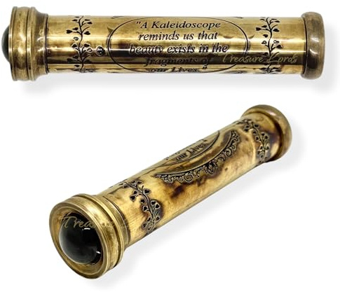 Treasure Lords Handmade Polished Brass Kaleidoscope, Return Gifts for Kids Birthday,Golden Finish,Kaleidoscope for Kids,Adults,Friends, Family,Children, 3D Mirror Lens (1pc)