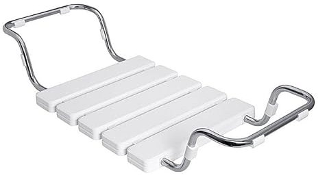 Brillantbad BELP Badewannensitz Edelstahl Kunststoff Weiß poliert 740-840x130x320 mm, 120 kg Traglast für Bad & WC >> zum Einhängen