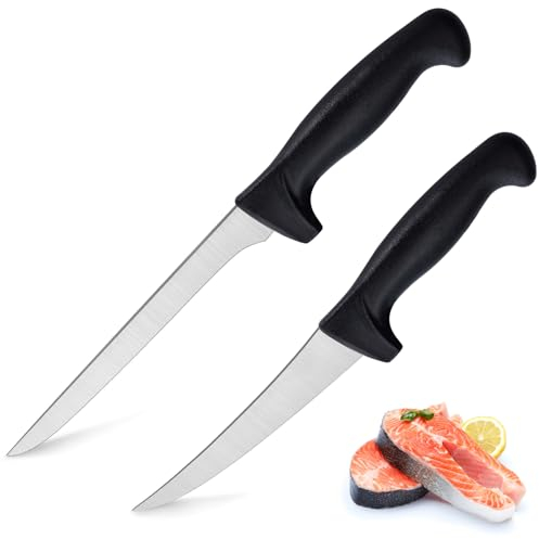 hunnycook coltello per sfilettare 2 pezzi, 18cm coltello per disossare, 16cm coltello per sfilettare pesce affilato, coltello professionale per sfilettare e coltello per sfilettare, plastica e manico