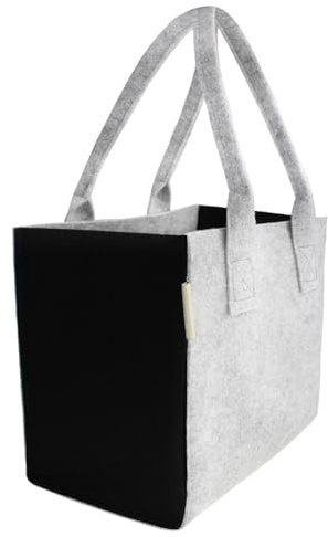SILUK filtväska shoppingväska av robust filt – rymlig shoppingväska med bärhandtag, hållbar och formstabil, perfekt för inköp, vardag och fritid, 35 × 20 × 28 cm, många färger, Grå / antracit, 35 cm x