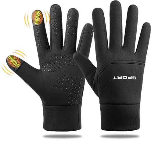 Sprießen Guantes Invierno, Impermeable Guantes, Guantes De Pantalla Táctil, Cálidos, Térmicos, Antideslizantes, Pantalla Táctil, para Correr,Conducir,Andar En Bicicleta,Escalar Rocas,Al Aire Libre