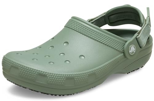 Crocs Unisex-Adult Classic Work Clogs | Enclosed Toe | Slip Resistant | All Day Comfort, Moss, 14 Women/12 Men