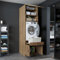 ROOMART • Waschmaschinenschrank mit Ausziehplatte • Platzsparend • Praktisch • Ideal für Hauswirtschaftsraum (Eiche, 1 Schrank - (230 cm hoch))