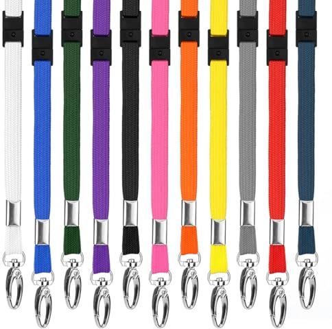 Ekovänliga RPET nyckelband med metallhummerklämma av nyckelband Imorgon 10 mm bred, säkerhetsbrytning – återvunnen polyester ID-bricka hållare nackremmar, BLÅ, Pack of 10