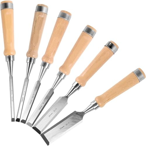 Juego de 6 cinceles para carpintería de 8 a 32 mm, herramientas de carpintero, cinceles planos para carpintería, cuchillos para tallar, gubias para carpinteros, herramienta para tallar madera (6 pie