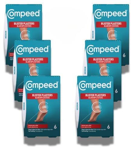 Compeed Medium Blister Plasters, Hydrocolloid, Bundle of 36 | For everyday blisters on heels and feet, hydrocolloid cushioning for instant pain relief, fast healing and up to 7 days wear