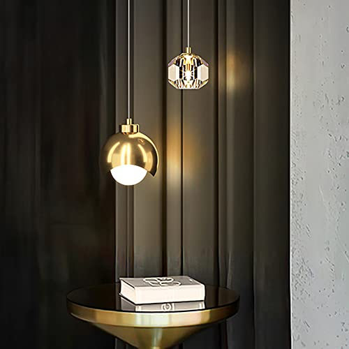 Iluminación Colgante , Lámpara de techo LED moderna lámpara de araña de cristal LED lámpara colgante de latón lámpara colgante de techo de cobre luminaria de suspensión ajustable for cocina isla comed