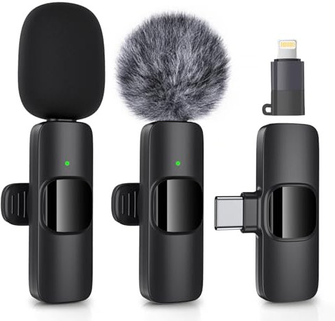 TZONOO Microphone Lavalier sans Fil pour iPhone/iPad/Android/Mini Microphone sans Fil pour Streaming en Direct, Enregistrement vidéo, interviews en Plein air ou intérieur, Youtube, TikTok, Vlog