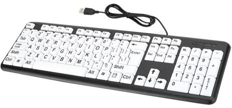 KIXZSAZ Computer Tastatur mit Kabel, hoher Kontrast, USB Kabel, Plug and Play Eingabegerät, Tastatur, ältere Menschen, Sehschwäche, Sehbehinderung