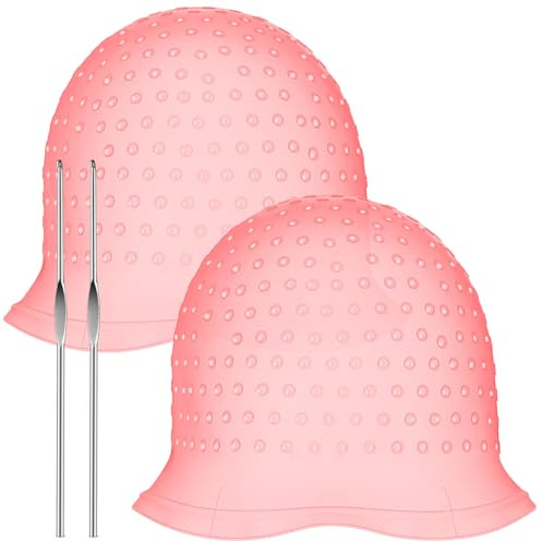 Jexine 2 Pcs Highlight Cap, Pre Punched Silicone Caps with Hooks, Pink