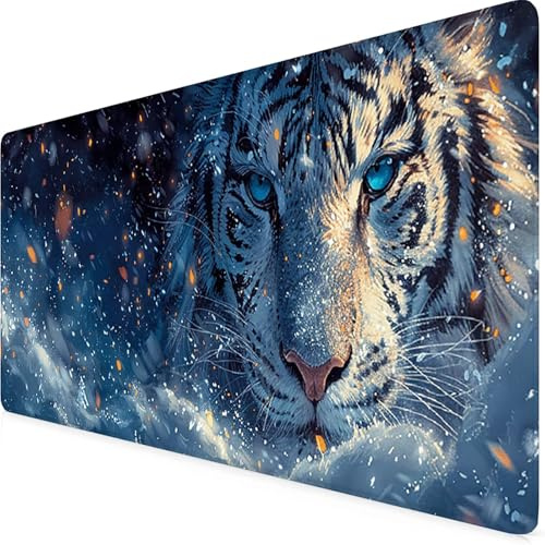 Tigermusmatta xxl 1200 x 600 mm, förlängd beige musmatta med halkfri naturgummibas, sydda kanter skrivbordsmatta förbättrar precision och hastighet, skrivbordstillbehör v1-24C