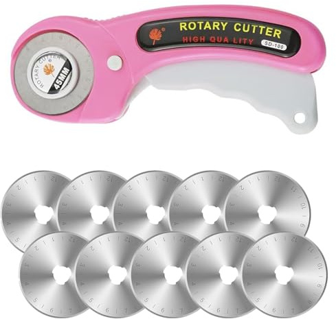 45mm Rotary Cutter for Fabric,Fabric Rotary Cutter Wheel for Leather, Crafting, Sewing, Quilting,DIY Projects, Ergonomic Handle for Left and Right Hand Users (Style 2)