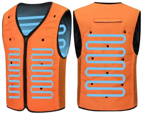 ALMASI Chalecos de enfriamiento por evaporación con inyección de agua de verano, protección solar para trabajadores al aire libre, nuevo aire acondicionado(Orange,X-Large)