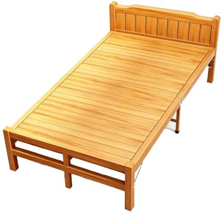 Platssparande gästsängstomme med sänggavel | Heavy Duty hopfällbar massiv bambu säng, robust enkel hopfällbar spjälsäng(80x190cm)