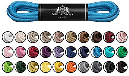 Mount Swiss Luxury Schuhbänder I Wasserabweisende und reißfeste Schnürsenkel rund ø 2-3 mm aus feiner Baumwolle/gewachst Farbe: Blue, Länge: 45 cm