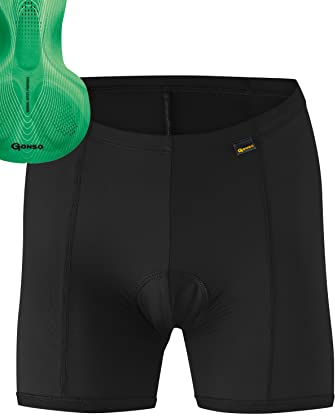 Gonso Sitivo U W, Damen Fahrradunterhose, Passt unter alle Rad-Shorts, Tights mit Sitivo Green Sitzpolster mit Poron-Elementen, Enganliegende Passform, Schwarz/Grün, Gr. 38
