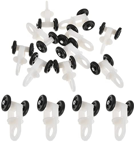 MroMax Curtain Track Rollers Plastic Twin Wheeled Carriers Drapery Rail Sliding Glider for Windows Shower Curtain Tracks 0.49 Dia, 20Pcs