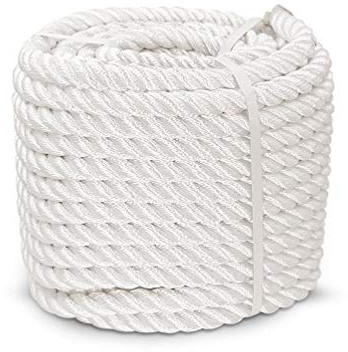 Aoneky 1/2 5/8 3/4 7/8 inch Nylon Twisted Rope - White Pull Rope Cord (3/8 inch x 100 ft)