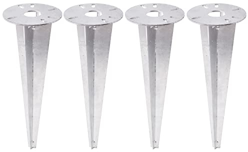 TRIBECCO Einschlag-Erdspieß für Gartenlampe - Ø 116 x 300 mm - mit Öffnung Ø 30 mm für Kabelführung - feuerverzinkter Flachstahl - Bodenanker für Gartenbeleuchtung